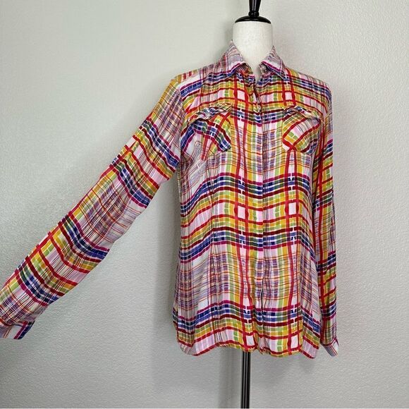 CAbi Cirque Colorful Plaid Button Down Shirt - Picture 3 of 13